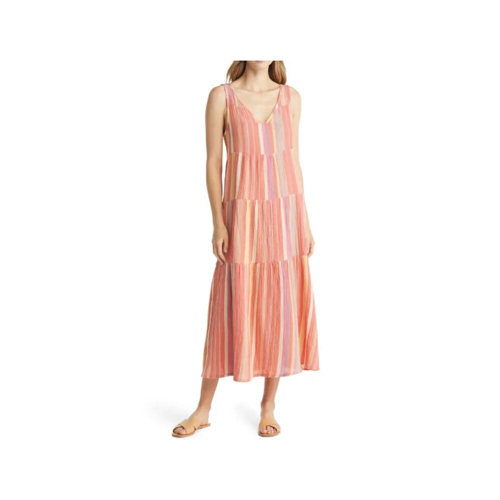 Marine Layer Striped Pink and Orange Mini Dress